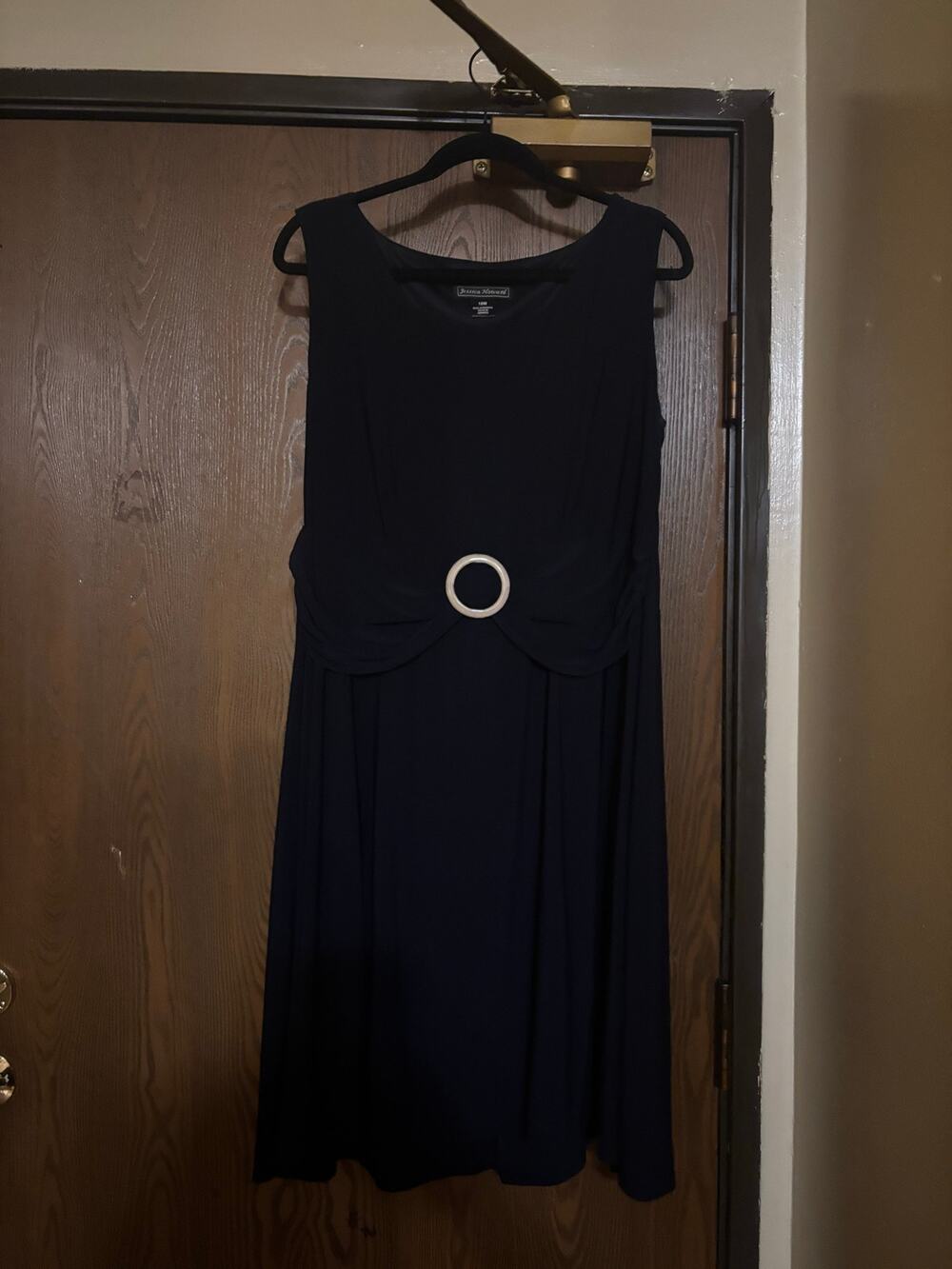 Vintage Jessica Howard Navy Blue Sleeveless Office Workwear Midi Dress